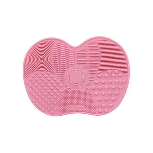 1 Set Pink Makeup Brush Cleaner Mat Make Up Cleaning Pad Cosmetic Scrubber Board Tool with Suction Cups Cleaners (6.10" * 4.53")