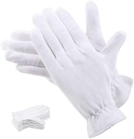 100 Percent Cotton Gloves for Dry Hands Eczema, Selizo 10 Pairs White Cotton Gloves for Women Dry Hands Moisturizing Cosmetic Sensitive Irritated Skin Spa