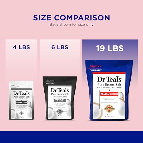Dr Teal's Pure Epsom Salt Bulk Magnesium Sulfate USP, Fragrance Free, 19 lbs