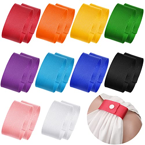 10 Pairs Sports Softball Shirt Ties in 10 Solid Colors - Straps, Holders, Clips for Sleeves, Gymnastics, Soccer