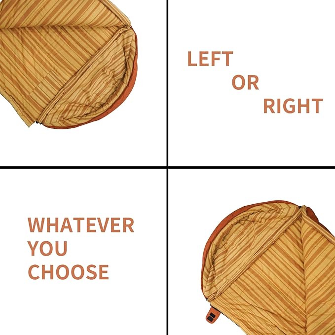 100% Cotton Shell and Lining Sleeping Bag for Adult Cold Weather with Compression Bag&Carry Bag for Camping,Travel and Car Camping