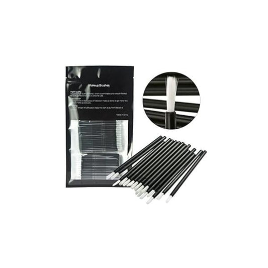 100 Pcs Disposable Makeup Lip Brushes Lipstick Gloss Applicators with Soft Brush Head Cosmetic Wands - Black