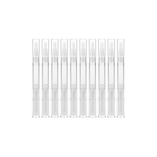 10 Pieces 3ml Transparent Twist Pens, Cuticle Oil Pen Empty Nail with Brush Tip Cosmetic Lip Gloss Container Applicators Eyelash Growth Liquid Tube 1 Pack Transfer Pipettes